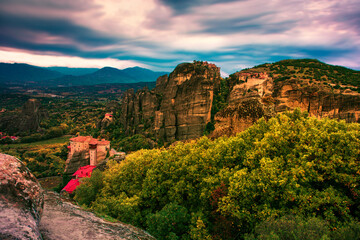 Fototapeta na wymiar Greece - Meteora monastery in the mountains, popular place for tourists,...exclusive - this image is sold only on Adobe stock