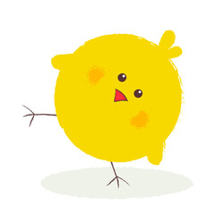 Cute yellow chicken on a white background
