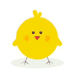 Cute yellow chicken on a white background