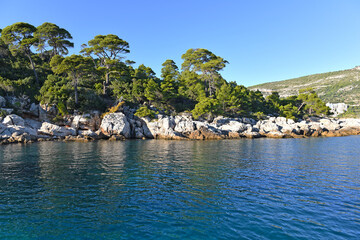 view to the island of Lokrum in the Adriatic Sea from the City of Dubrovnik, Croatia
