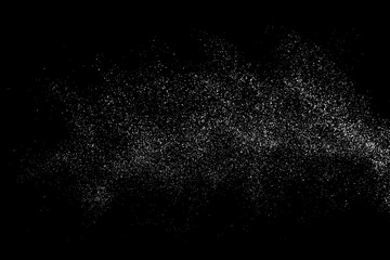 Distressed white grainy texture. Dust overlay textured. Grain noise particles. Rusted black background. Vector illustration. EPS 10.  