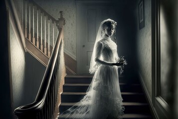 Ghost of a Victorian Woman. Generative AI, non-existent person.	