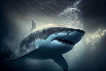 Fototapeta premium Shark created using MidJourney generative AI