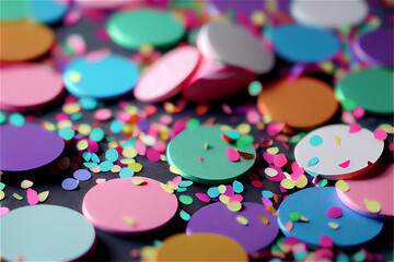Obraz na płótnie Canvas Multicolored confetti backgrounds ideal for party, carnival and celebrations backdrops, generative AI