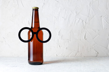 A bottle of beer with glasses. Concept of father's day, bachelor party, february 23