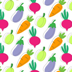 Seamless pattern with vegetable icons