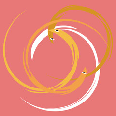 Website poster design. modern minimalistic abstract background. geometric waves. Four wavy creatures with eyes