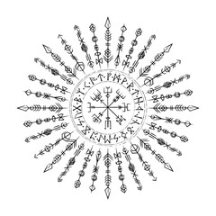 Scandinavian viking symbols circle