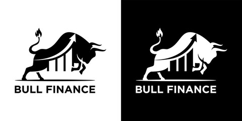 Financial bull logo design, Finance and economy part business productivity logo icon.