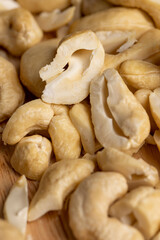 scattered pile of cashew nuts