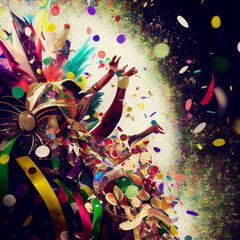 background, carnival, Brazil, samba school, confetti, artificial ai.