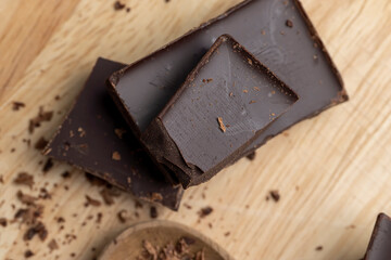 Sweet chocolate made of cocoa and sugar