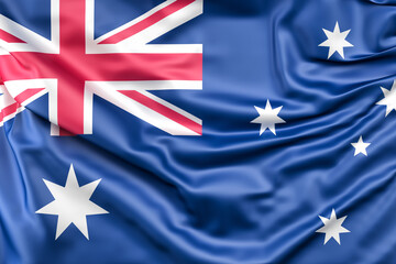 Ruffled Flag of Australia. 3D Rendering