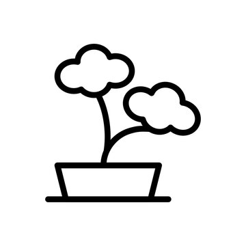 Bonsai icon line isolated on white background. Black flat thin icon on modern outline style. Linear symbol and editable stroke. Simple and pixel perfect stroke vector illustration