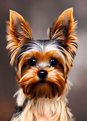 yorkshire terrier on the street. Generative AI