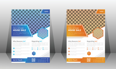 Real Estate Flyer Design. two colors scheme,  vector illustration, flyer Design, a4.