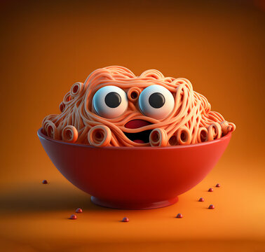 Cartoon spaghetti character. generative ai