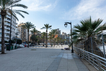 Corniche Boulevard in the Raouche. Residential and Commercial Neighborhood in Beirut. Lebanon. Popular Tourist Destination in Beirut. 
