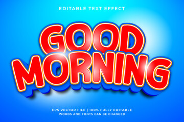 Goood morning text effect - Retro old school cartoon text in groovy style theme	