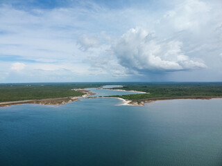 Aerial view of Lagoa do Paraiso (Paradise Lagoon) in Jericoacoara, Ceara State, Brazil.