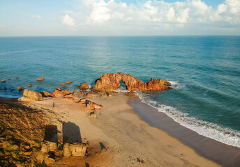 Pedra Furada. Famous touristic attraction on the beach of Jericoacoara, Ceara State, Brazil.