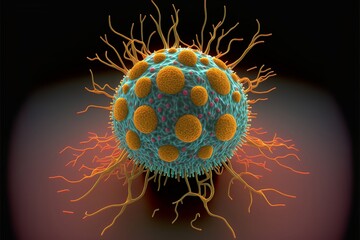 Microscopic view of Virus cells. generative Ai