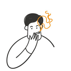 hand drawn doodle a man is smoking a cigarette illustration