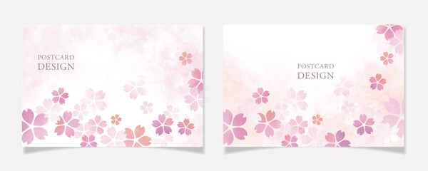 桜の花びらをモチーフにしたポストカードデザインF