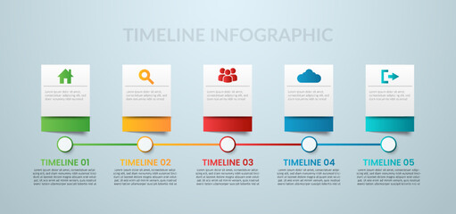 Business Infographic. Timeline infographics design vector. Abstract infographics options template. Vector illustration. Business concept with 5 options, steps, or processes.