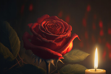 Single Red Rose in Soft Ambient Lighting
