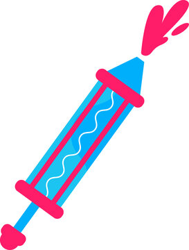 A bright syringe with paint. Holly