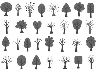 set of trees. cute trees vector elements.