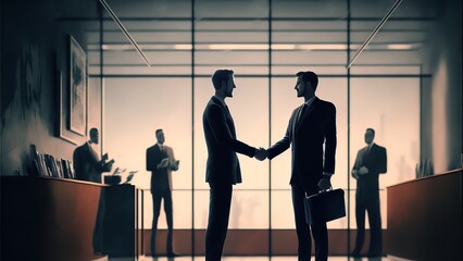 Businessman handshake for teamwork of business merger and acquisition. Generative Ai.