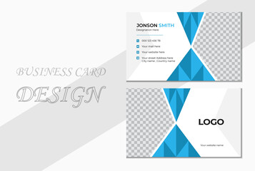 Fototapeta premium Blue modern creative business card . Business Card Template. Creative and Clean Business Card Template. Double-sided Creative Business Card Template .