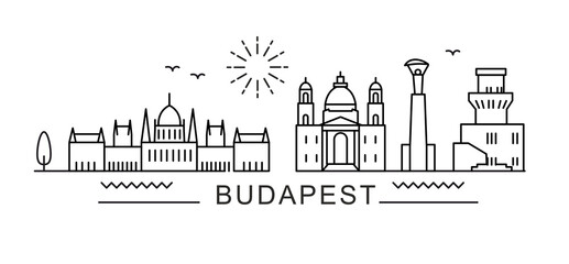 Naklejka premium Budapest City Line View. Poster print minimal design. Hungary