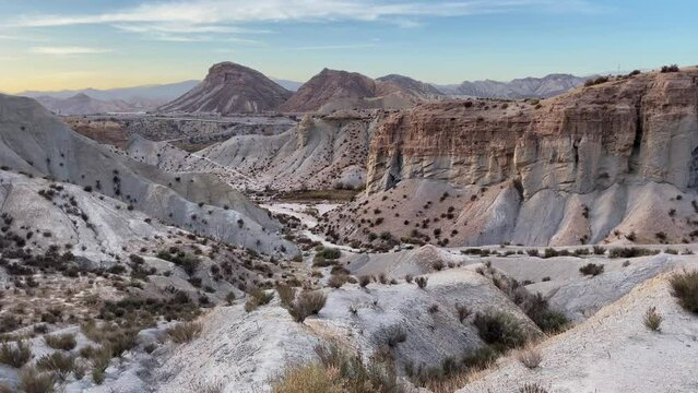 Tabernas Desert landscape, Almeria, Andalusia, Spain
