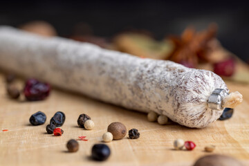 high-quality dried pork sausage with spices