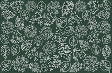 Luxury vector green nature background. Floral pattern, philodendron plant with golden split leaves with monstera plants line art, vector illustration.
