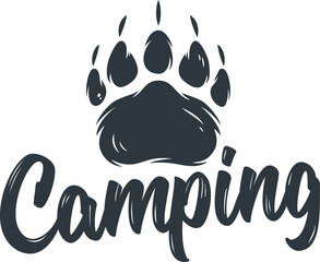 Emblem of wild life silhouette of grizzly bear footprint