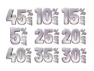 Percentage text effect vector illustration 3d rendering transparent element