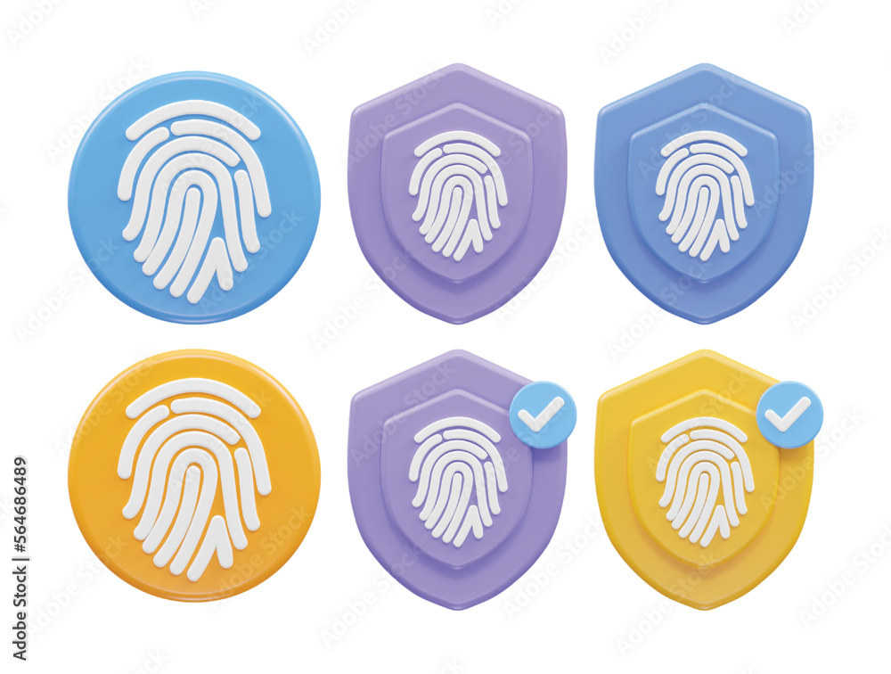 Poster fingerprint icon vector 3d rendering illustration