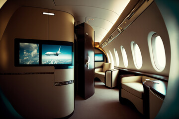 Generative Ai of first class plane interior.	
 - obrazy, fototapety, plakaty