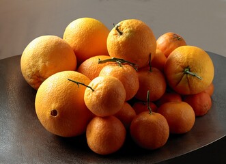 various citrus  and other tropical fruits close up