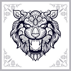 Tiger head mandala arts isolated on white background