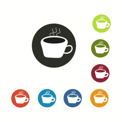 Round Tea Cup Icons Vector