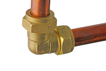 A compression elbow and pipework , isolated png