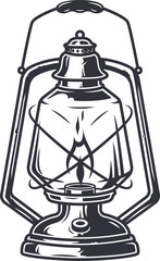 Monochrome kerosene retro camping lamp lantern