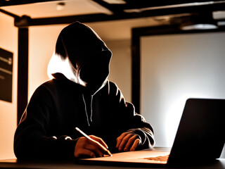 Mysterious hacker in a mask and hoodie. 