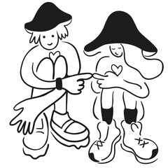 couple in love. two people together.Hugging scene illustration. Vector flat illustration of expressing feelings. Postcard for Valentine's day. linear design. 