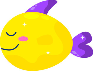 Yellow kawaii marine fish